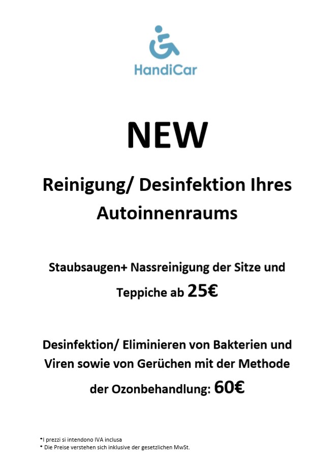 Reinigung/ Desinfektion Ihres Autoinnenraums
